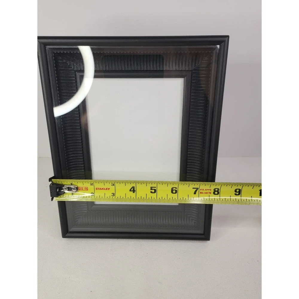 Black Ribbed Border Picture Frame 4x6 Desktop Wall Mount Home Decor